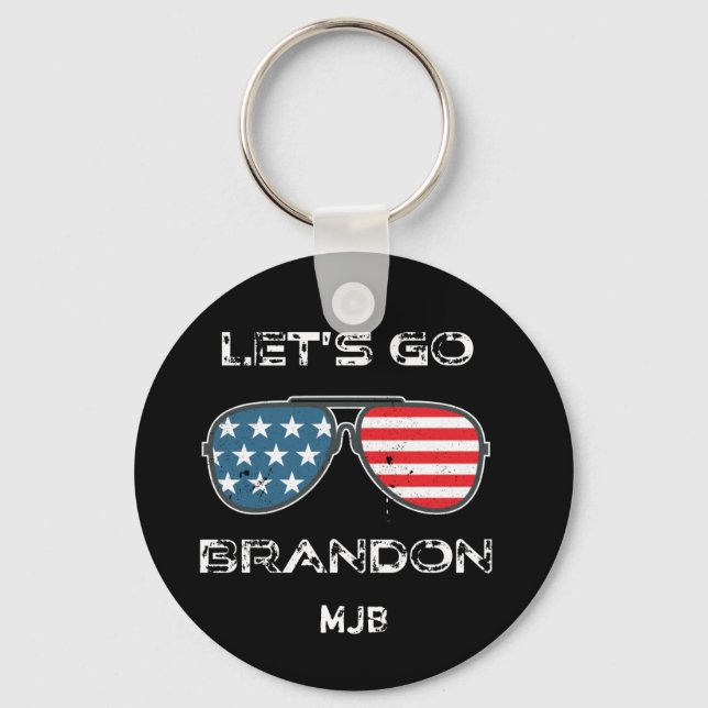 Lets Go Brandon Funny Meme Biden Monogram Key Ring (Front)
