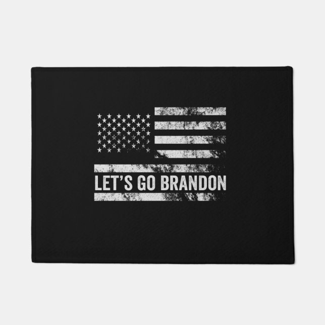 Let's go Brandon Funny Patriotic American Flag Doormat (Front)