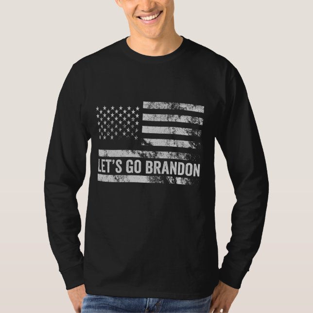 Let's go Brandon Funny Patriotic American Flag T-Shirt (Front)
