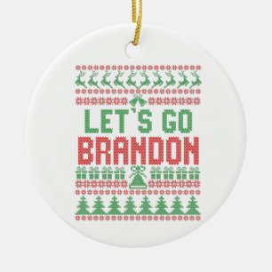 Let's Go Brandon Funny Ugly Christmas Sweater Ceramic Tree Decoration