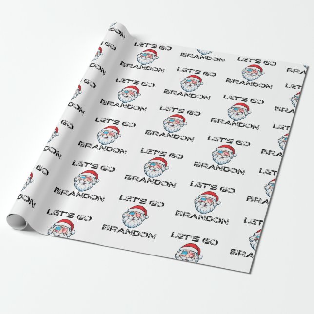 Let's Go Brandon Joe Biden Santa Christmas Wrapping Paper (Unrolled)