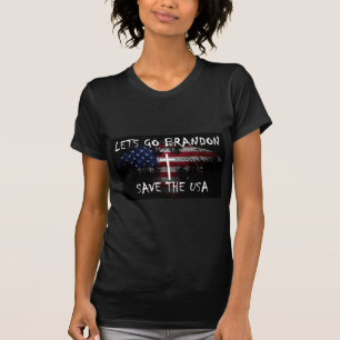 Lets Go Brandon T-shirt with eagle and cross