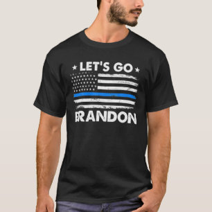Let's Go Brandon Thin Blue Line US Flag T-Shirt