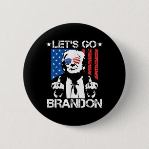 Lets Go Brandon Trump Middle Finger Flag 6 Cm Round Badge