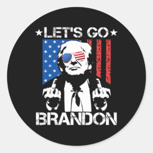 Let's Go Brandon Trump Middle Finger Flag Classic Round Sticker