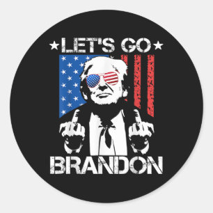 Lets Go Brandon Trump Middle Finger Flag Classic Round Sticker