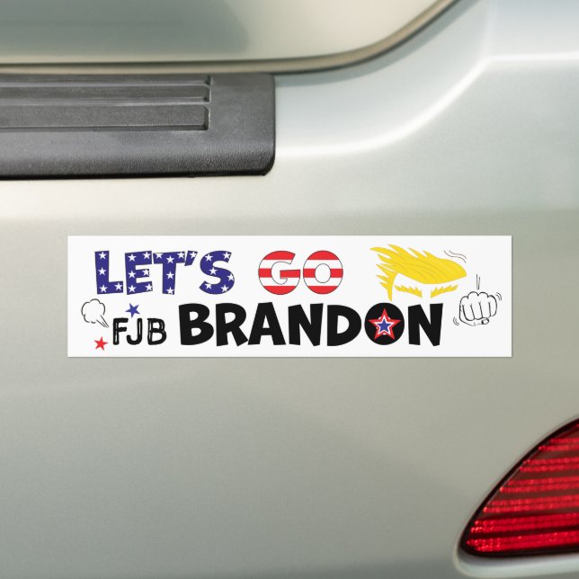 LETS GO BRANDON With TRUMP Bumper Sticker (On Car)