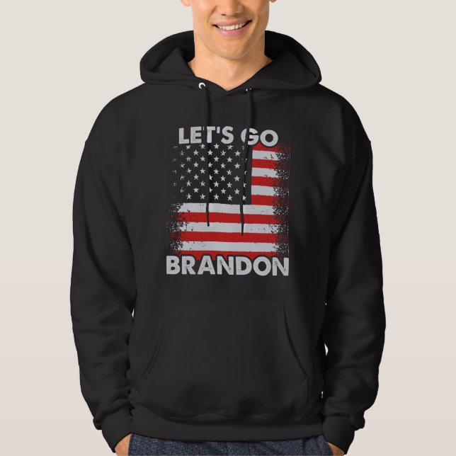 Let's Go Brandon with US Flag Black Hoodie (Front)