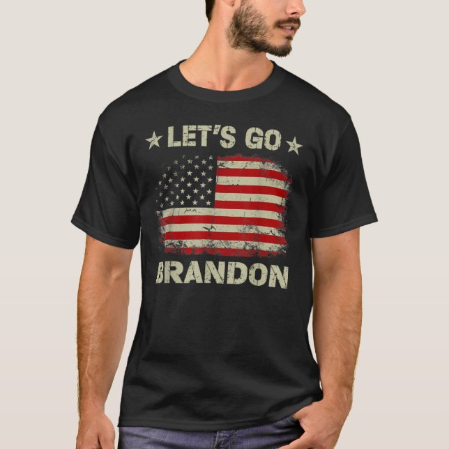 Let's Go Branson Brandon American Flag Impeach T-Shirt (Front)