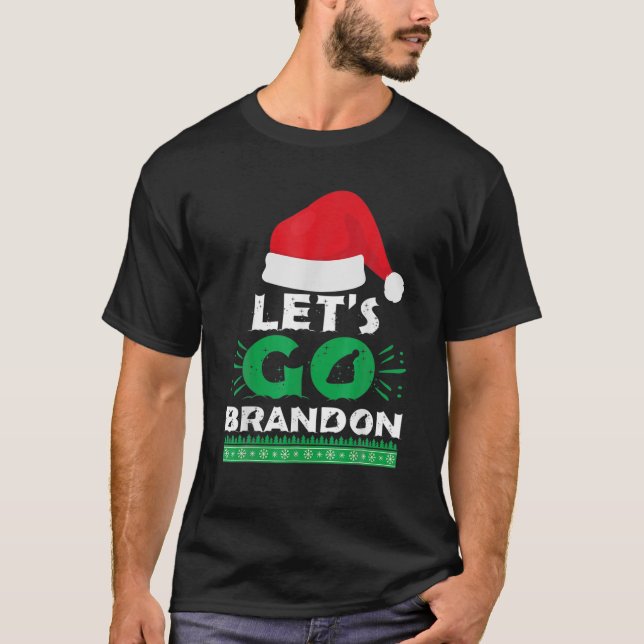 Let's Go Branson Christmas 2021 Santa Hat Ugly Chr T-Shirt (Front)