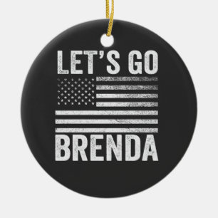 Let's Go Brenda American Flag Election  Ceramic Tree Decoration