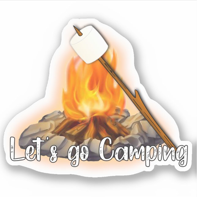 Let's Go Camping Custom-Cut Vinyl Sticker (Front)