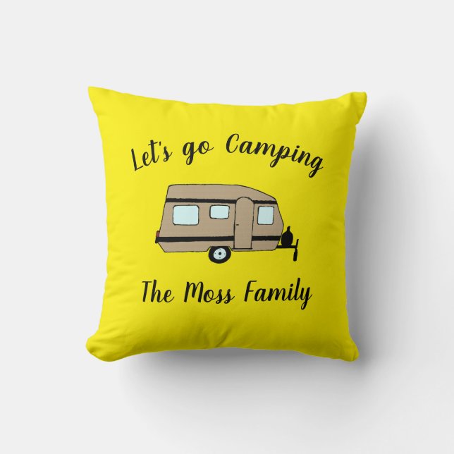 Let's Go Camping Cute Camper Cushion (Front)