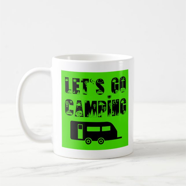 Let's Go Camping - Travel Trailer Coffee Mug (Left)