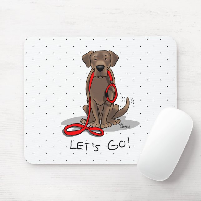 Let's Go! Chocolate Lab Labrador Retriever Funny Mouse Pad (With Mouse)