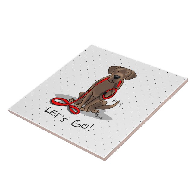 Let's Go! Chocolate Lab Labrador Retriever Funny Tile (Side)