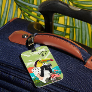 Lets Go Cool Travel Collage Pop Art Luggage Tag