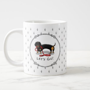 Let's Go! Dachshund Dog (black and tan) Funny cute Large Coffee Mug