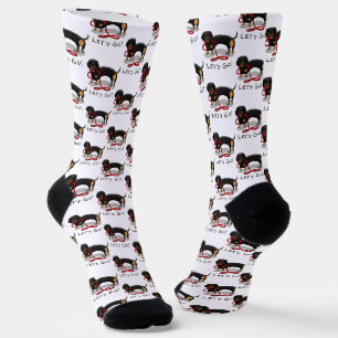 Let's Go! Dachshund Dog (black and tan) Funny cute Socks