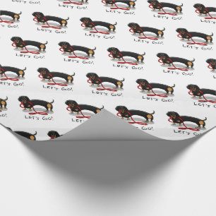 Let's Go! Dachshund Dog (black and tan) Funny cute Wrapping Paper