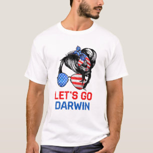 Let's Go Darwin Women Girl Lets Go USA Flag Messy T-Shirt