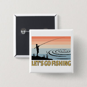 Let's Go Fishing 15 Cm Square Badge