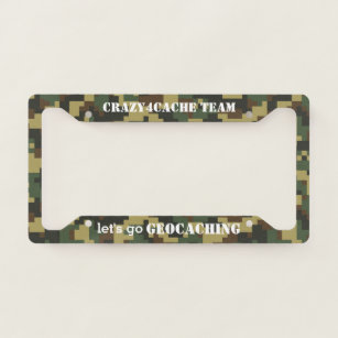 Let's Go Geocaching Custom Name Digital Camo Licence Plate Frame
