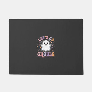 Lets Go Ghouls Cute Halloween Ghost Graphic Design Doormat