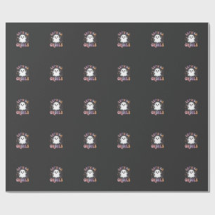 Lets Go Ghouls Cute Halloween Ghost Graphic Design Wrapping Paper