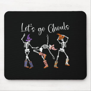Let's Go Ghouls Dancing Skeleton Cowboy Western Ha Mouse Pad