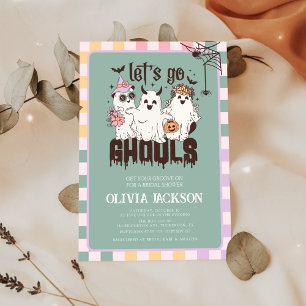 Let's Go Ghouls Groovy Halloween Bridal Shower Invitation