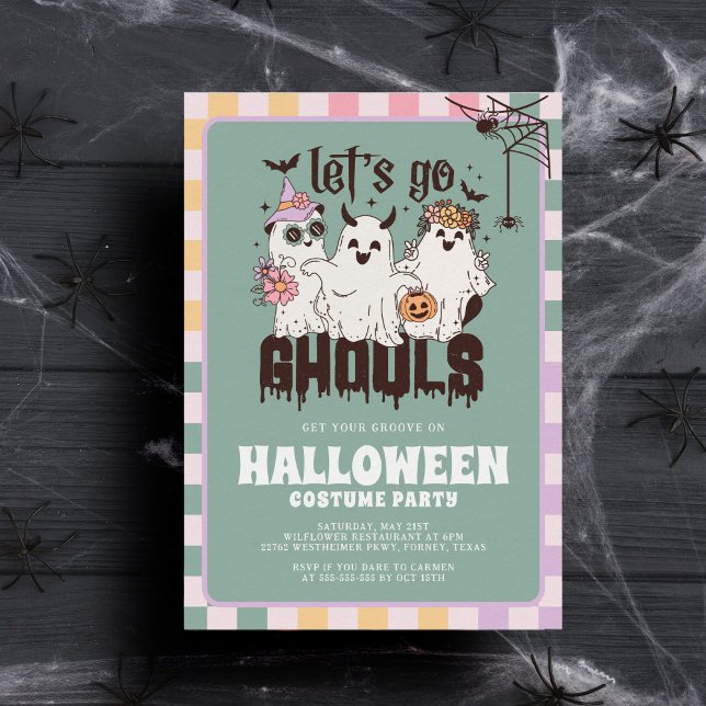Let's Go Ghouls Groovy Halloween Costume Party Invitation (Creator Uploaded)