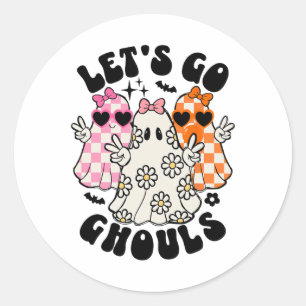 Let's Go Ghouls Halloween Ghost Floral Spooky Seas Classic Round Sticker