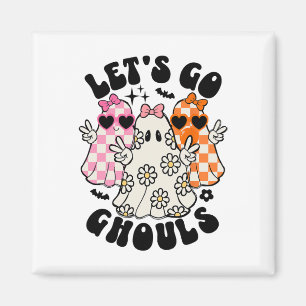 Let's Go Ghouls Halloween Ghost Floral Spooky Seas Magnet