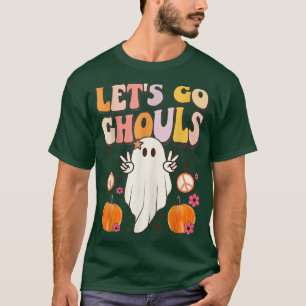 Lets Go Ghouls Halloween Ghost Groovy Retro 70s Hi T-Shirt