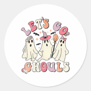 Let's Go Ghouls Halloween Ghost Outfit Costume Ret Classic Round Sticker