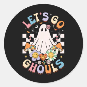 Let's Go Ghouls Halloween Ghost Outfit Costume Ret Classic Round Sticker