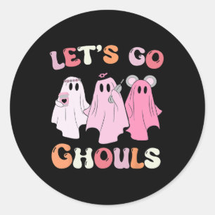 Let's Go Ghouls Halloween Ghost Outfit Costume Ret Classic Round Sticker