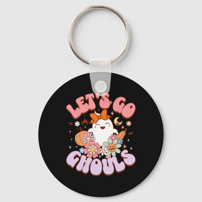 Let's Go Ghouls Halloween Ghost Outfit Costume Ret Key Ring (Front)