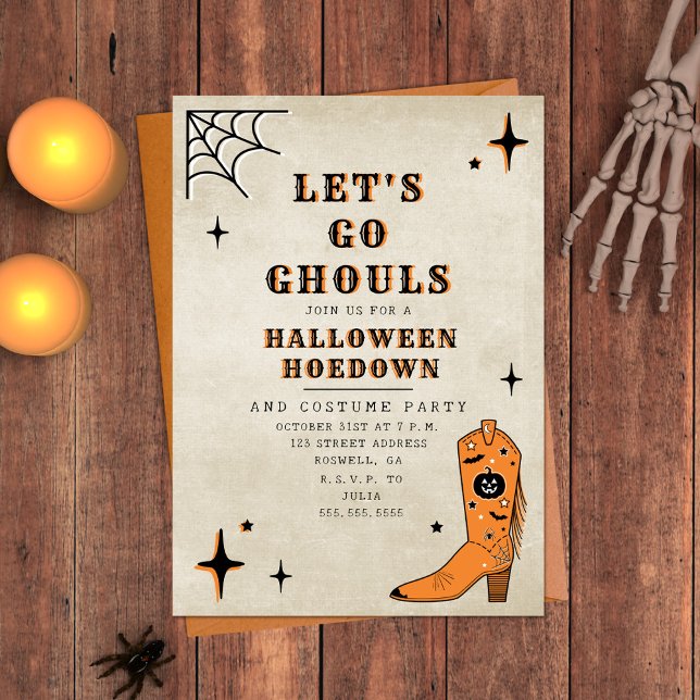 Let's Go Ghouls Halloween Party Cowboy Boot Invitation (Creator Uploaded)