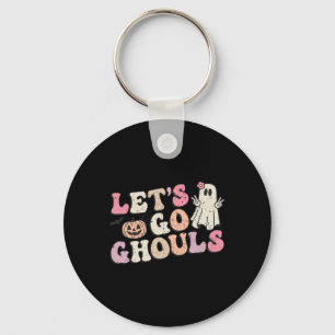 Let's Go Ghouls Halloween Retro Ghost Pumpkin Wome Key Ring