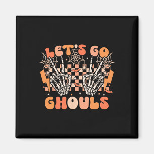 Let's Go Ghouls Halloween Skeleton Costume Retro G Magnet