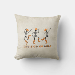 Let's Go Ghouls Halloween Skeletons Cowboy Cushion