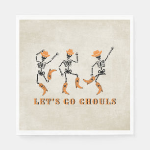 Let's Go Ghouls Halloween Skeletons Cowboy Napkin