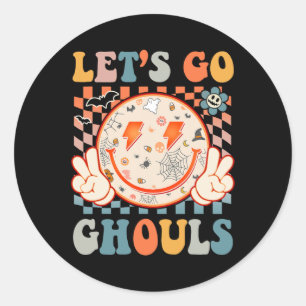 Let's Go Ghouls Hippie Smile Face Retro Halloween Classic Round Sticker