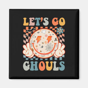 Let's Go Ghouls Hippie Smile Face Retro Halloween Magnet