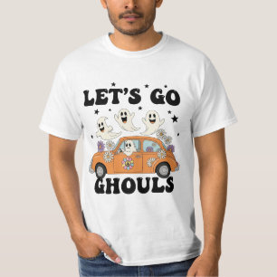 Let's Go Ghouls – Retro Ghost Car with Flowers T-Shirt