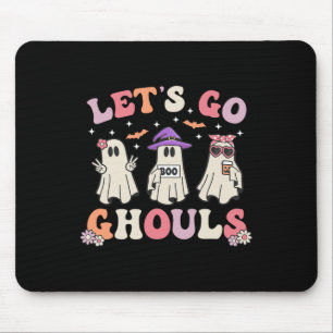 Lets Go Ghouls Retro Halloween Ghost Women Toddler Mouse Pad