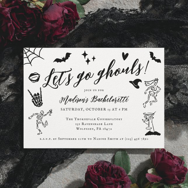 Let's Go Ghouls Spooky Whimsical Bachelorette Invitation (Creator Uploaded)