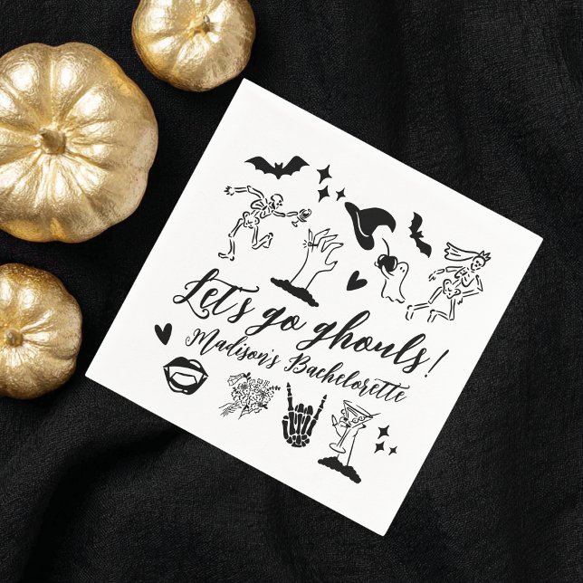 Let's Go Ghouls Spooky Whimsical Bachelorette Napkin (Creator Uploaded)